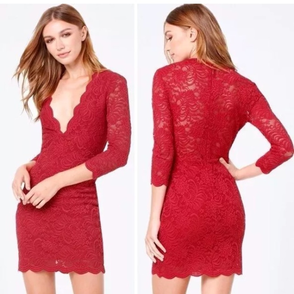 Bebe Red Scallop Dress S